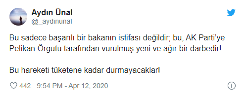 AKP'li eski vekil Aydın Ünal, Soylu'nun istifasını Pelikan'a bağladı - Resim : 1