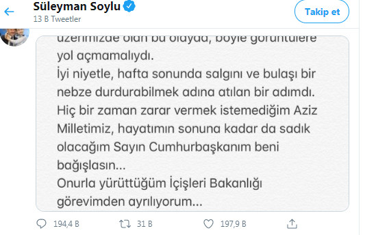 İHA'nın yayınladığı Soylu videosu eski çıktı ancak istifa tweeti silinmedi - Resim : 1