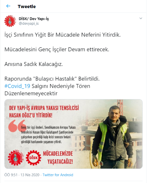 Galataport şantiyesinde koronavirüs ölümü! - Resim : 1