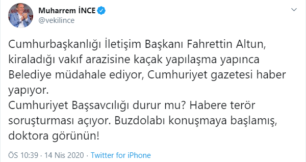 Muharrem İnce: Buzdolabı konuşmaya başlamış, doktora görünün! - Resim : 1