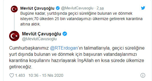 Çavuşoğlu: Yurt dışındaki vatandaşlarımızı en kısa sürede getireceğiz - Resim : 1