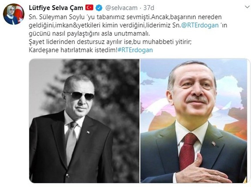 Süleyman Soylu'ya Erdoğan'ı hatırlatmıştı! AKP'den Lütfiye Selva Çam'ın görevinden alındığı iddiaları hakkında açıklama - Resim : 1