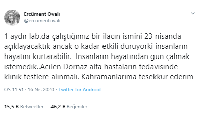 Prof. Dr. Ercüment Ovalı ilacı duyurdu! Koronavirüs tedavisinde umut veren gelişme - Resim : 1