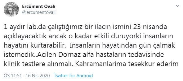 Prof. Dr. Ercüment Ovalı'nın 'ilaç' açıklamasına bilim insanlarından itiraz - Resim : 1