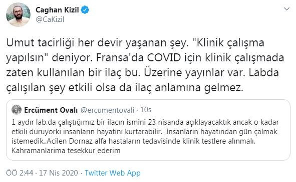 Prof. Dr. Ercüment Ovalı'nın 'ilaç' açıklamasına bilim insanlarından itiraz - Resim : 3