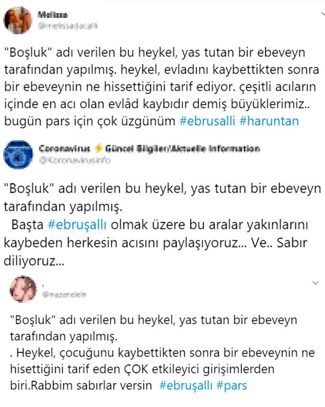Sosyal medya kullanıcıları, Ebru Şallı'ya Boşluk Heykeli'ni paylaşarak başsağlığı diledi - Resim : 2