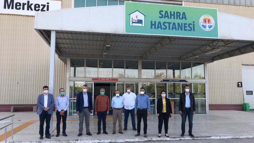 'Mühürlenecek' iddiaları üzerine CHP’li vekiller ve il başkanı Adana'daki sahra hastanesine gitti