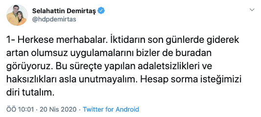 Selahattin Demirtaş: Bu süreçte yapılan adaletsizlikleri ve haksızlıkları asla unutmayalım - Resim : 1