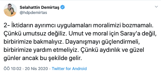 Selahattin Demirtaş: Bu süreçte yapılan adaletsizlikleri ve haksızlıkları asla unutmayalım - Resim : 2