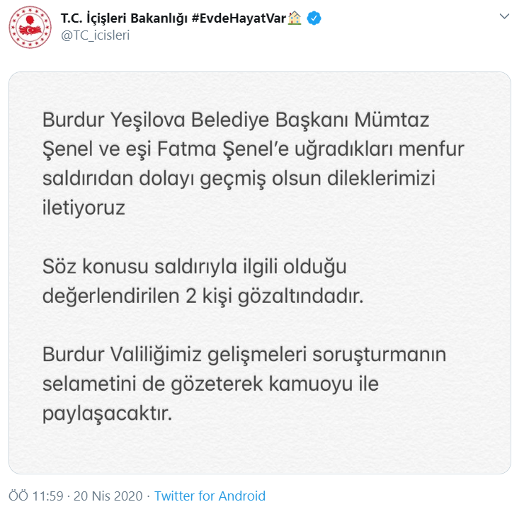 İçişleri Bakanlığı'ndan, Yeşilova Belediye Başkanı'na saldırı ile ilgili açıklama: İki gözaltı - Resim : 2