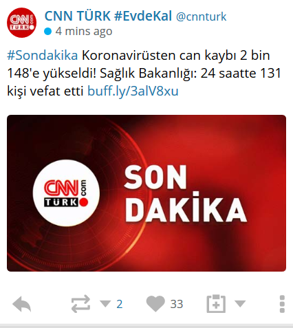 CNN Türk, Sağlık Bakanlığı açıklamadan önce Türkiye'deki vaka sayısını açıkladı - Resim : 1