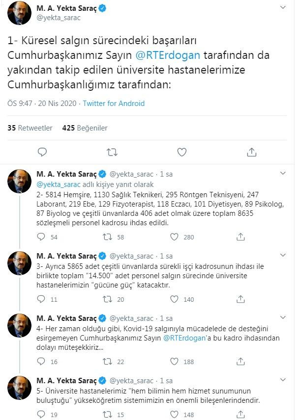 YÖK Başkanı Yekta Saraç'tan üniversite hastanelerine açılan kadro hakkında açıklama - Resim : 1