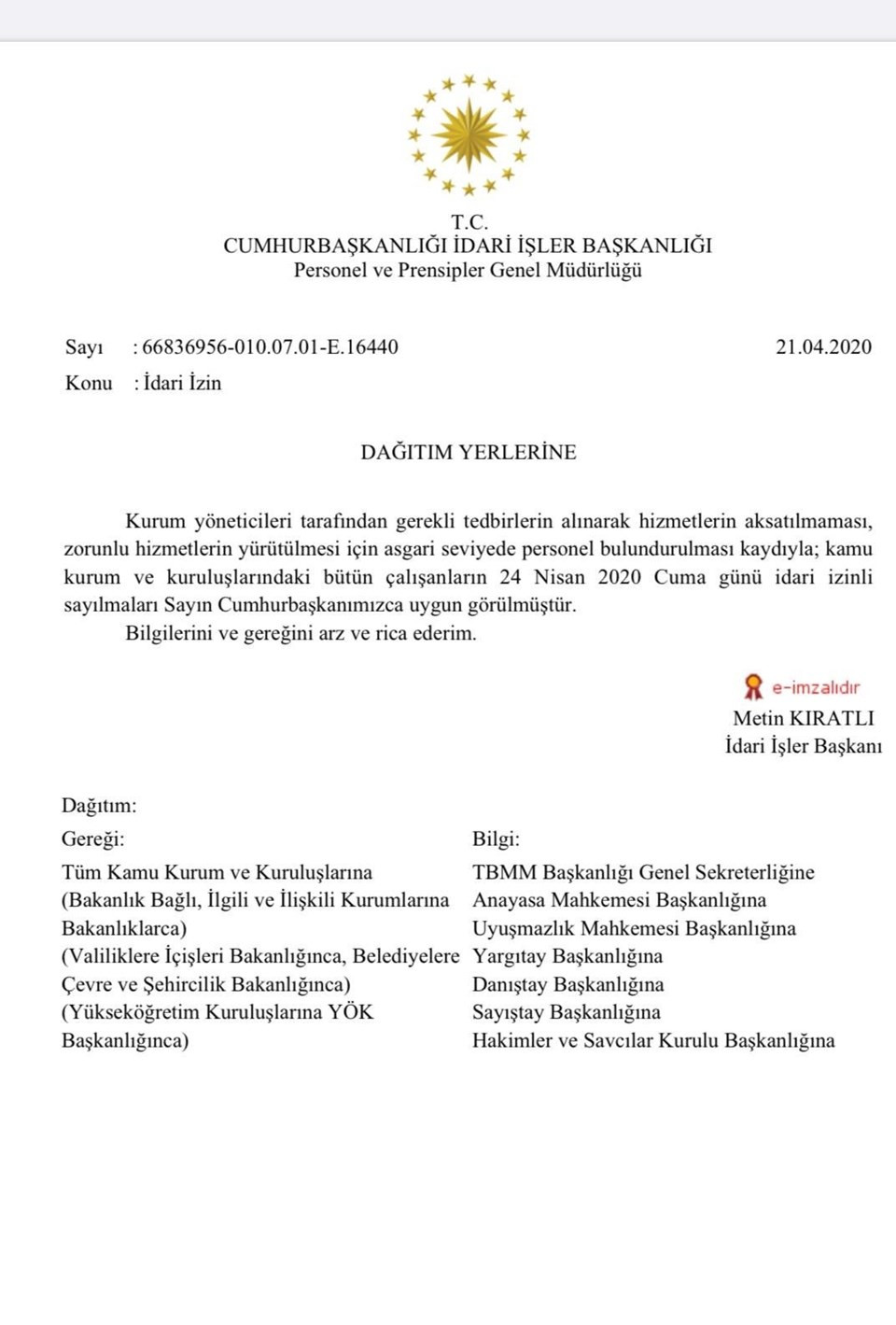 Kamu çalışanları 24 Nisan'da izinli olacak mı? Belli oldu - Resim : 1