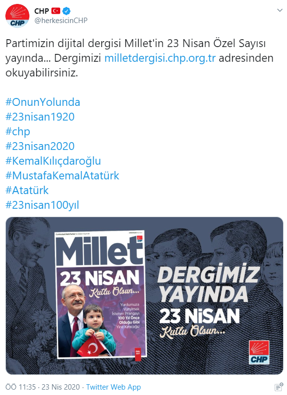 CHP'nin dijital dergisi Millet'in 23 Nisan özel sayısı yayımlandı - Resim : 1