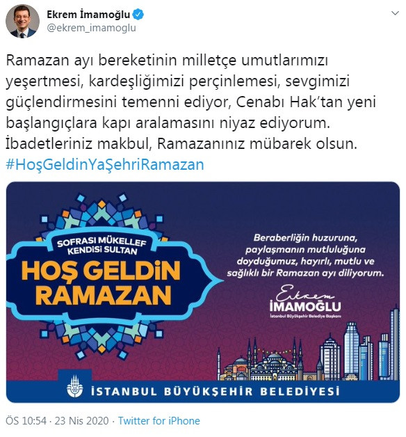 Ekrem İmamoğlu'ndan Ramazan paylaşımı - Resim : 1