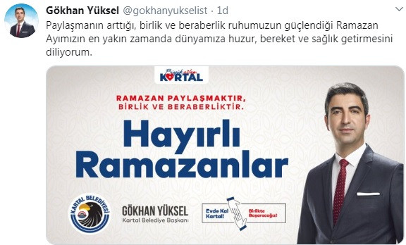 Kartal Belediye Başkanı Gökhan Yüksel'den Ramazan mesajı - Resim : 1