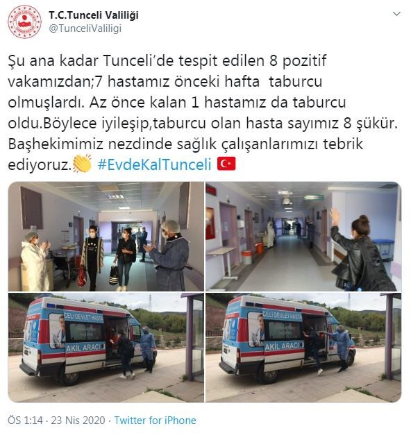 Tunceli'den iyi haber: Hiç koronavirüs hastası kalmadı - Resim : 1