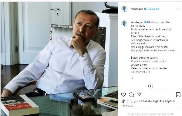 Erdoğan'dan şiirli paylaşım: Vatanım milletim, tüm insanlar kardeşim - Resim : 1