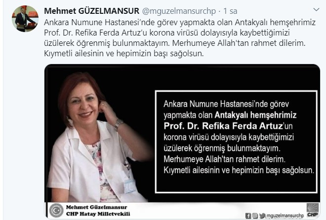 Prof. Dr. Refika Ferda Artuz koronavirüsten yaşamını yitirdi - Resim : 1