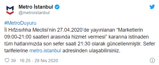İstanbul’da raylı ulaşımda son sefer saati 21.30 olarak güncellendi - Resim : 1