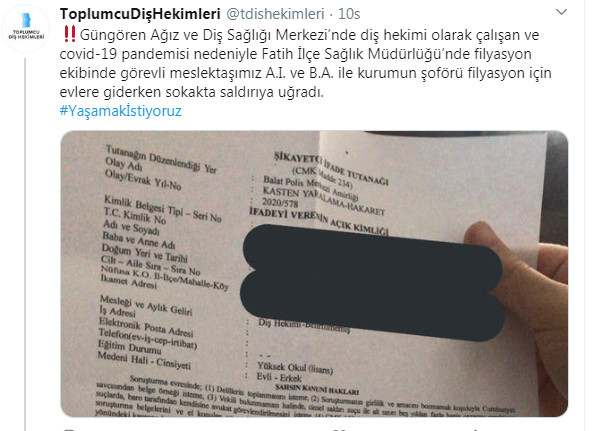 Koronavirüsle mücadele eden sağlık çalışanlarına sokak ortasında saldırı! - Resim : 1