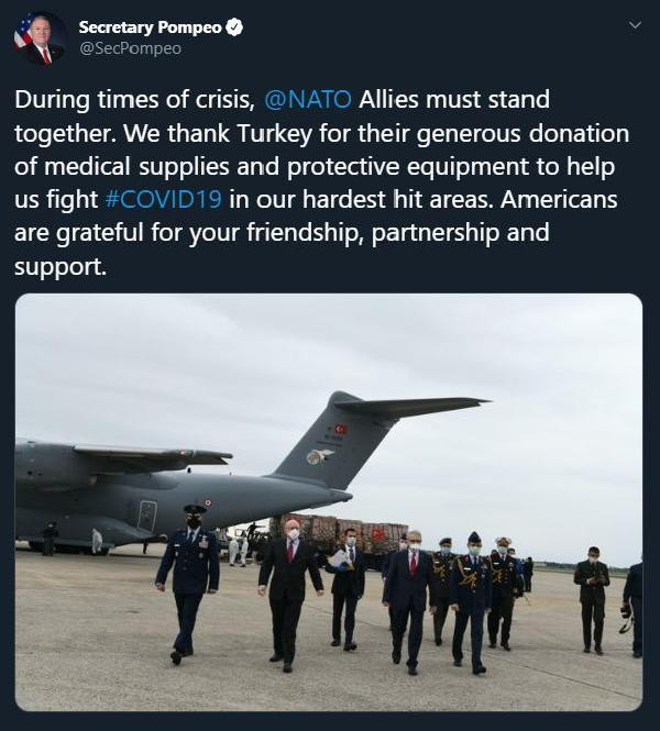 ABD Dışişleri Bakanı Pompeo, uçak dolusu yardım için Türkiye’ye teşekkür etti - Resim : 1