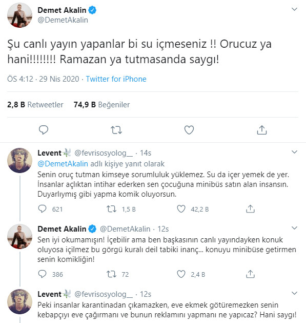 Demet Akalın ve takipçisi arasında oruç polemiği! - Resim : 1