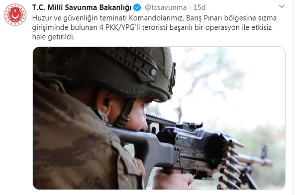 MSB: 4 PKK/YPG'li terörist etkisiz hale getirildi - Resim : 1