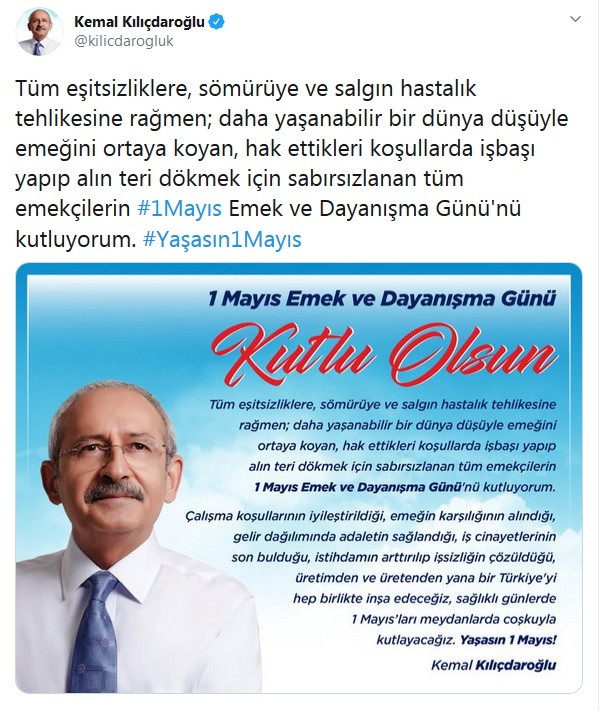 Kılıçdaroğlu'ndan 1 Mayıs mesajı - Resim : 1