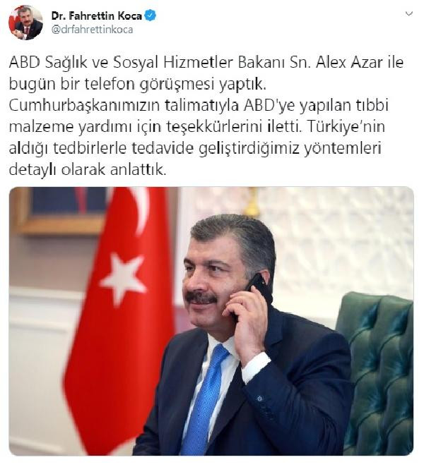 Fahrettin Koca, ABD'li mevkidaşı Alex Azar ile görüştü - Resim : 1