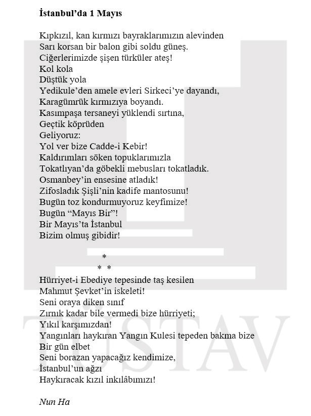 Nazım Hikmet'in 'İstanbul'da 1 Mayıs' şiiri ilk kez yayımlandı - Resim : 2