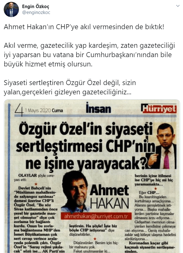 CHP'den Ahmet Hakan'a yanıt: Akıl verme, gazetecilik yap - Resim : 2