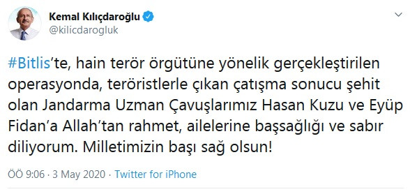 Kemal Kılıçdaroğlu'ndan Bitlis şehitleri için başsağlığı mesajı - Resim : 2