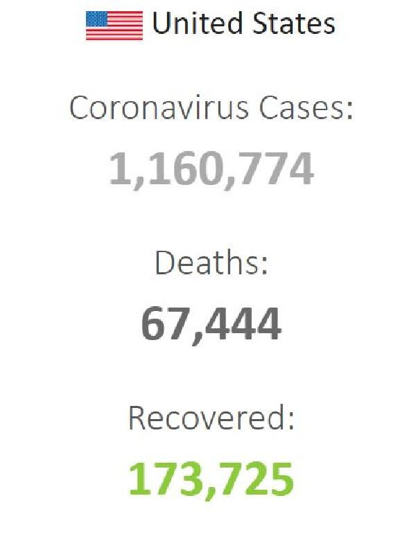ABD'de koronavirüs kabusu: Hayatını kaybedenlerin sayısı 67 bin 444'e yükseldi - Resim : 1