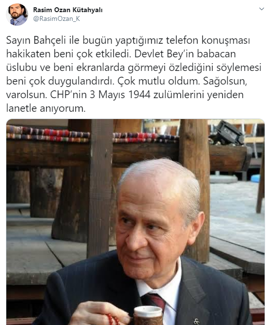 Bahçeli'den Rasim Ozan Kütahyalı'ya tebrik telefonu: 'CHP’nin zulümlerini lanetle anıyorum' - Resim : 2