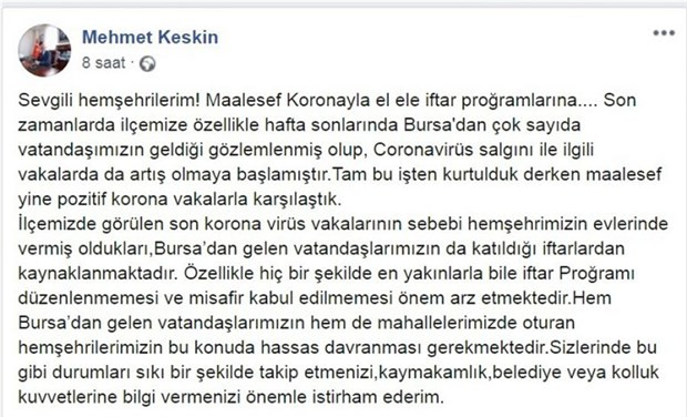 Son koronavirüs vakaları iftar sofralarından çıktı - Resim : 1