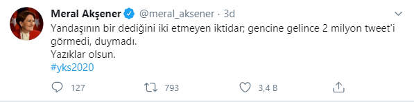 Meral Akşener: Yandaşının bir dediğini iki etmeyen iktidar; gencine gelince 2 milyon tweet'i görmedi - Resim : 1