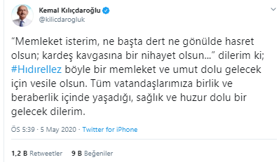Kemal Kılıçdaroğlu'ndan Hıdırellez mesajı - Resim : 1