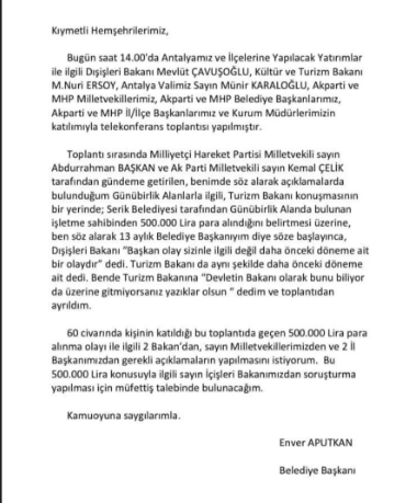 AKP'li belediye başkanı ve bakanlar arasında 500 bin lira kavgası! 'Yazıklar olsun' - Resim : 1
