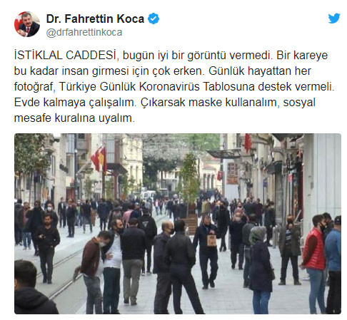 İstiklal Caddesi'ndeki görüntü Bakan'ı tedirgin etti: Bir kareye bu kadar insan girmesi için çok erken - Resim : 2