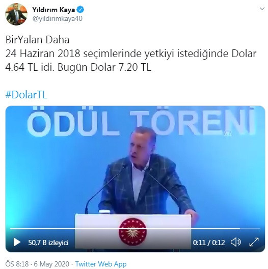 CHP'li Yıldırım Kaya'dan doların 7.20 TL'yi görmesi sonrası Erdoğan'lı paylaşım - Resim : 2