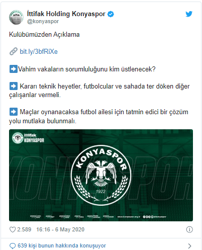 Liglerin başlamasına bir tepki de Konyaspor'dan! 'Sorumluluğu kim üstlenecek?' - Resim : 1