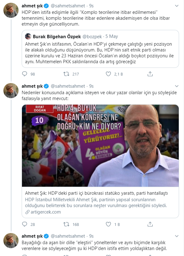 HDP'den istifa etmişti: Ahmet Şık'tan 'İtibar etmeyin' tepkisi - Resim : 1