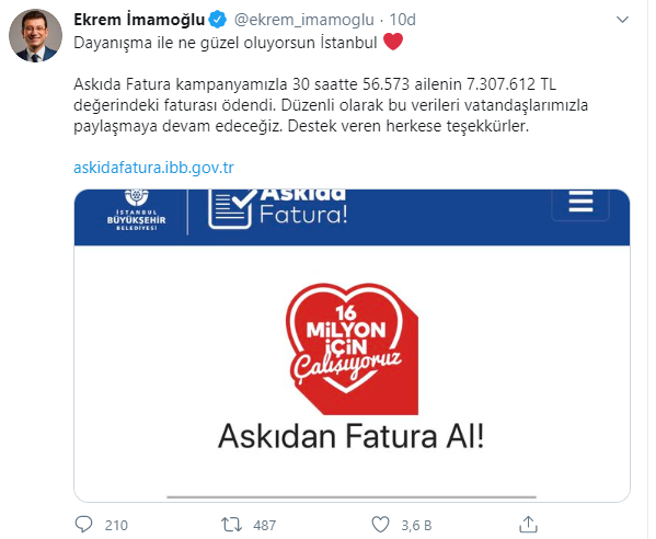 Ekrem İmamoğlu: 30 saatte 56 bin 573 ailenin faturası ödendi - Resim : 1