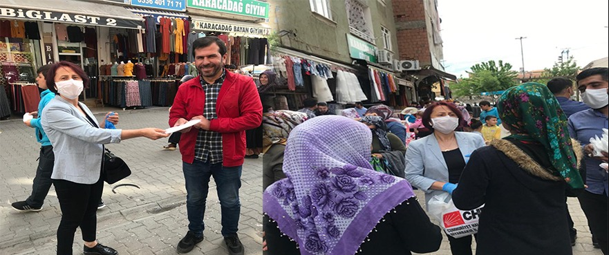 CHP Diyarbakır'dan vatandaşlara ücretsiz maske dağıtımı - Resim : 1