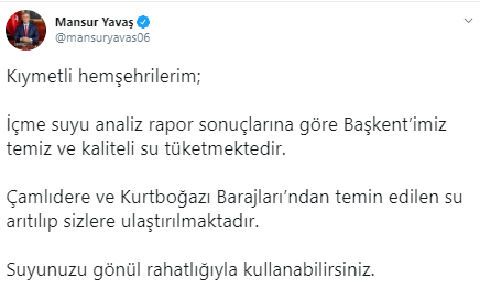 Mansur Yavaş Ankara'nın içme suyu analiz raporlarını paylaştı: Suyunuzu gönül rahatlığıyla kullanabilirsiniz - Resim : 2