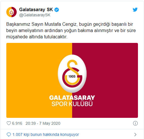 Galatasaray'dan ameliyat olan Mustafa Cengiz'in sağlık durumu hakkında açıklama - Resim : 1