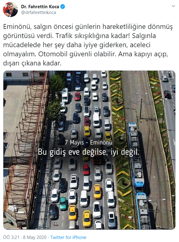 Bakan Koca'dan 'Eminönü' tepkisi: Otomobil güvenli olabilir ama kapıyı açıp, dışarı çıkana kadar - Resim : 1