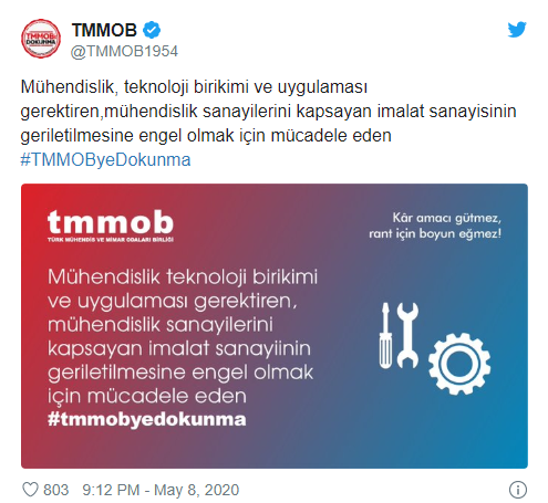 TMMOB, Erdoğan'a tepki gösterdi: Twitter eylemi başlattı - Resim : 1