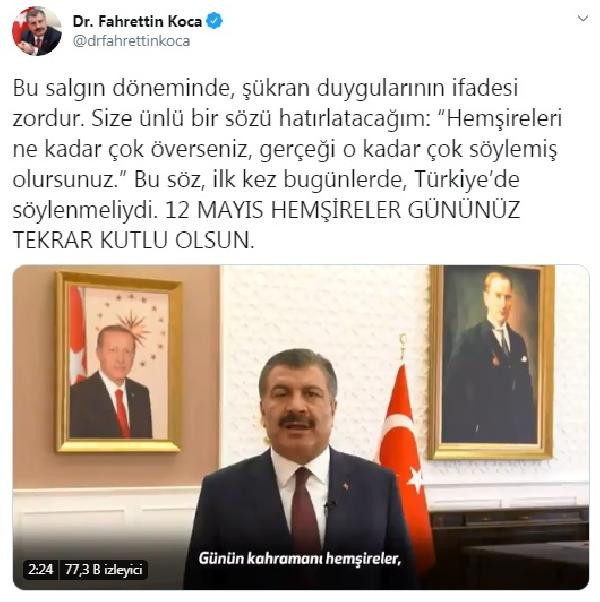 Sağlık Bakanı Fahrettin Koca'dan 'Hemşireler Günü' mesajı - Resim : 1